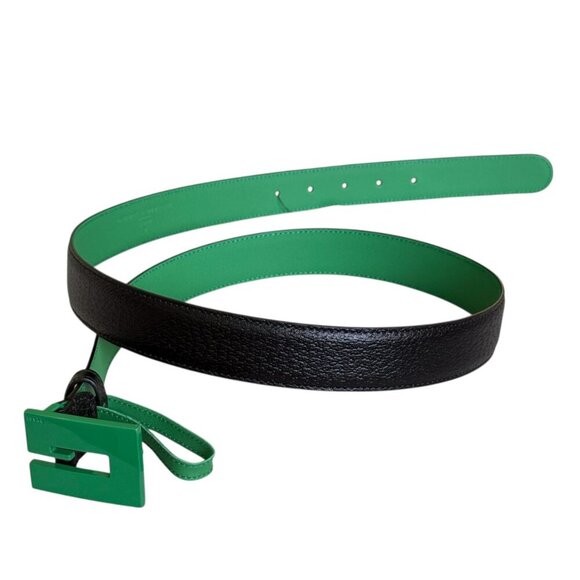 Gucci 709974 Unisex Black Leather Belt with Ceramic Green G Buckle, 100 or 105 - Picture 15 of 15